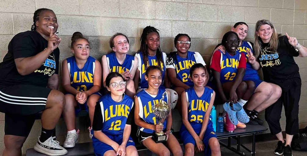 Luke Jets Girls Basketball Team with coaches